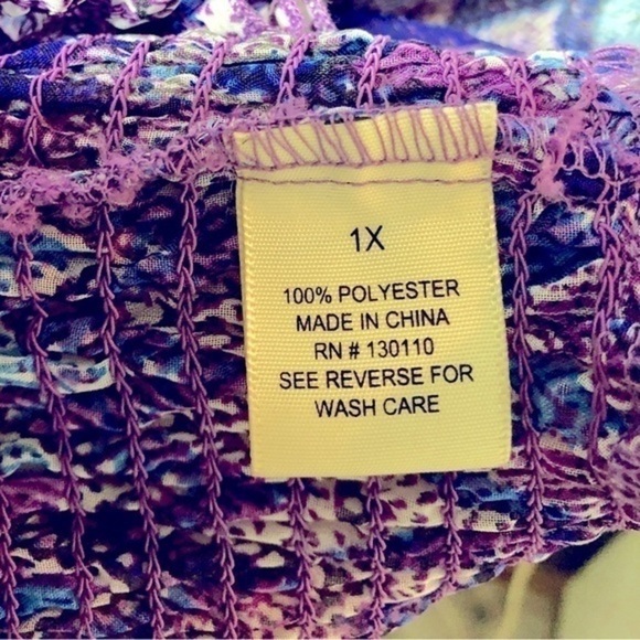 🍉 Myth NYC Purple Blue Chevron Open Shoulder Gathered Waist Shirt - Picture 8 of 11